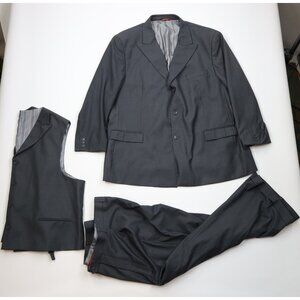 Caravelli Mens Size 54R Super 150s 3 Piece Suit Wedding Gray Pants 48x27